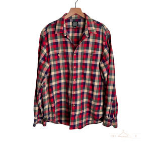 J. Crew Men's Flannel Button Down Shirt Size Large Red Yellow Blue Green Plaid